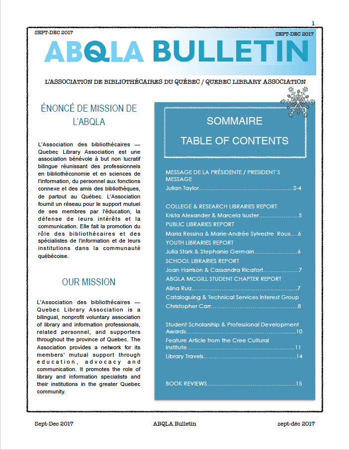 Cover of Bulletin from September - December 2017